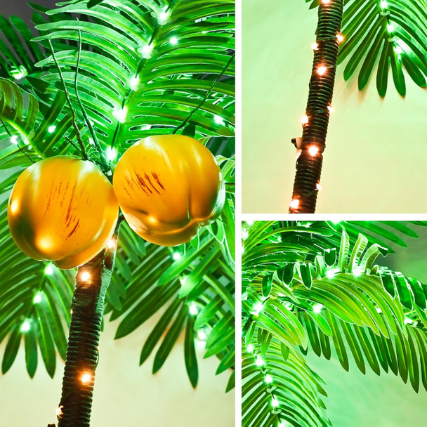6FT Lighted Fake Palm Tree with 2 Trunks Artificial Palm Tree with LED Lights, for Home Decoration, Parties, Christmas, Nativity Scenes, and Outdoor Patios (6FT-2 Trunks)