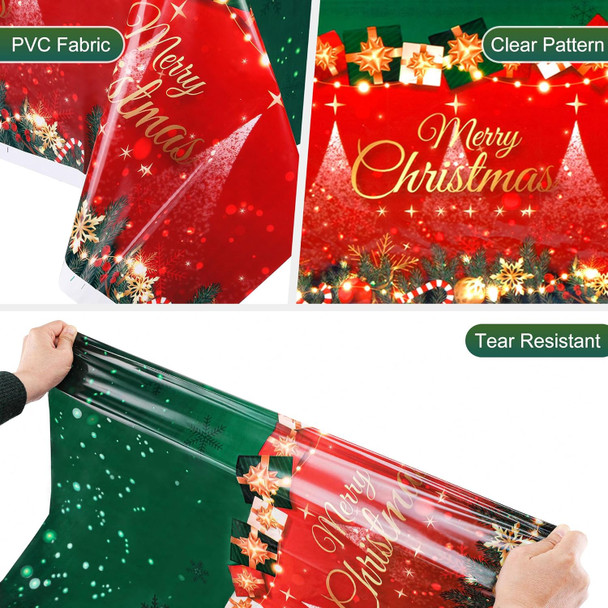 Yoption 3 Pack Christmas Tablecloth Disposable, Red Green Plastic Rectangle Table Cover with Xmas Wreath Snowflakes Pattern for Winter Christmas Year Birthday Party Decorations 54×108 Inch Yoption 3 Pack Christmas Tablecloth Disposable, Red Green Plastic Rectangle Table Cover with Xmas Wreath Snowflakes Pattern for Winter Christmas Year Birthday Party Decorations 54×108 Inch