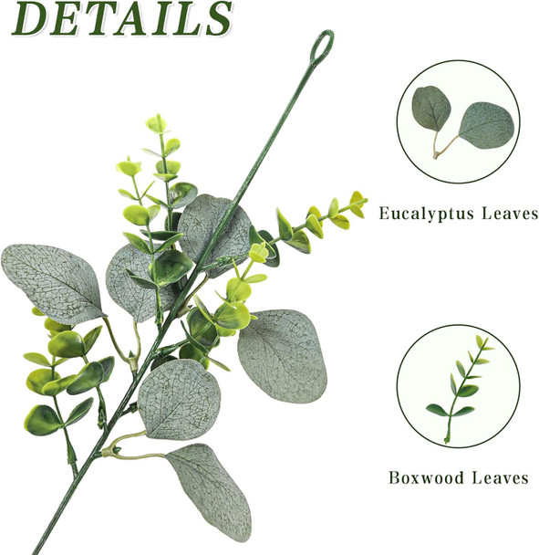 2 Pcs Eucalyptus Garland,5.9 FT Artificial Greenery Garland Fake Vines Eucalyptus Garland for Wedding Centerpiece Table Party Indoor Outdoor Wall Decor