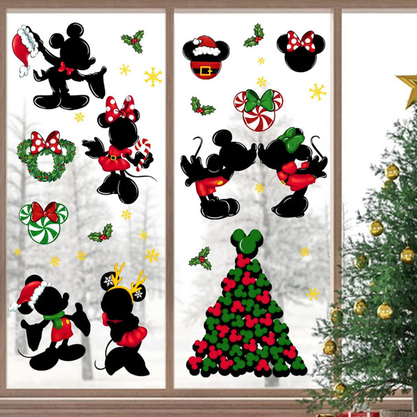 Yovkky 88 PCS Merry Christmas Window Clings, Year Christmas Mouse Xmas Tree Green Red Stickers Decals Decor, Peppermint Candy Wreath Winter Snowflakes Holiday Party Home Kitchen Decorations