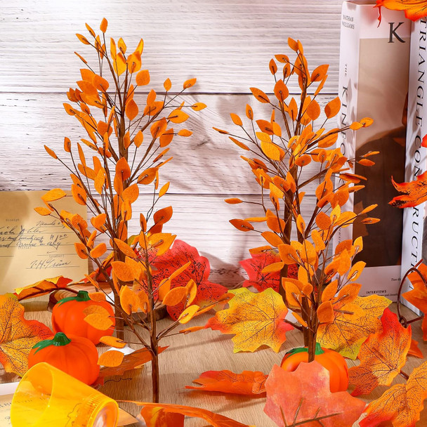 Halloween Village Accessories Mini Tree Ornament Autumn Winter Artificial Tree Display Small Bare Branch Trees Fall Fake Branches Tabletop Tree for Home Office Festival Decor, 3 Sizes(Yellow)