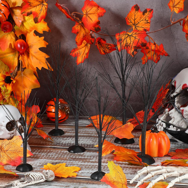 Halloween Tree Ornament Display Tree Bare Branch Trees Artificial Tree Fake Tree Branches Tabletop Tree Set for Halloween Party Home Office Table Decor, Multiple Sizes (Black, 12 Pcs)