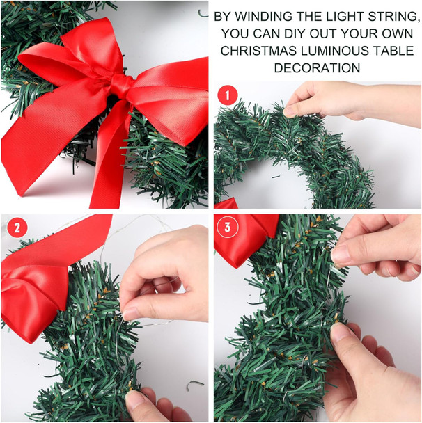 2 Pcs Christmas LED Car Wreath Lighted Artificial Christmas Wreath Outdoor Christmas Craft for Truck Door with Bow Berries for Vehicle Exterior Winter Holiday Decoration Ornament