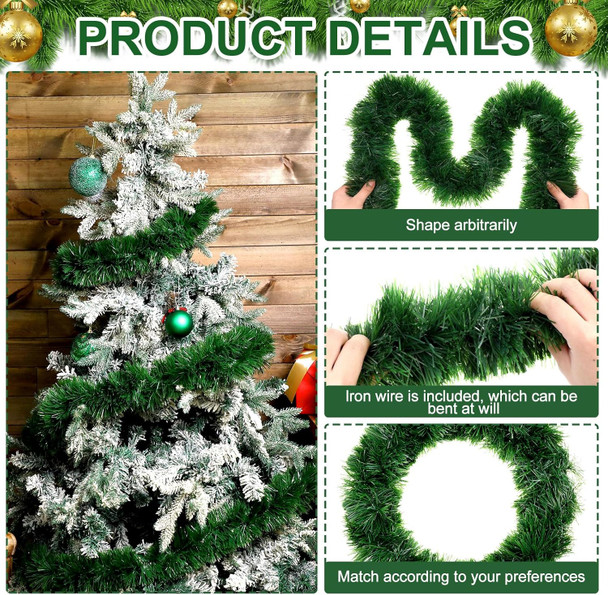 4 Pack Christmas Garland Total 262 ft Non Lit Artificial Greenery Garland Pine Garland Christmas Decorations Soft Green Holiday Decor Home Garden for Outdoor Indoor Stairs Fireplaces