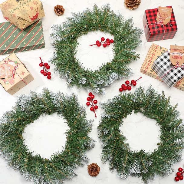 Zeyune 8 Pcs Christmas Wreaths 12 Inch Artificial Christmas Kitchen Cabinet Wreaths Holiday Faux Pine Wreaths for Decorating Windows Front Door Dining Chairs Room Farmhouse Christmas Party