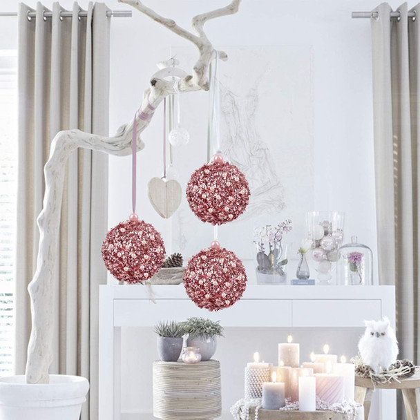 4.25" Christmas Ball Ornaments 4pc Set Rose Gold Shatterproof Christmas Decorations Tree Balls for Xmas Trees Wedding Party Holiday Decorations Tabletop Small Trees Decoration (Rose Gold)