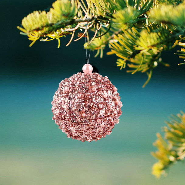 4.25" Christmas Ball Ornaments 4pc Set Rose Gold Shatterproof Christmas Decorations Tree Balls for Xmas Trees Wedding Party Holiday Decorations Tabletop Small Trees Decoration (Rose Gold)