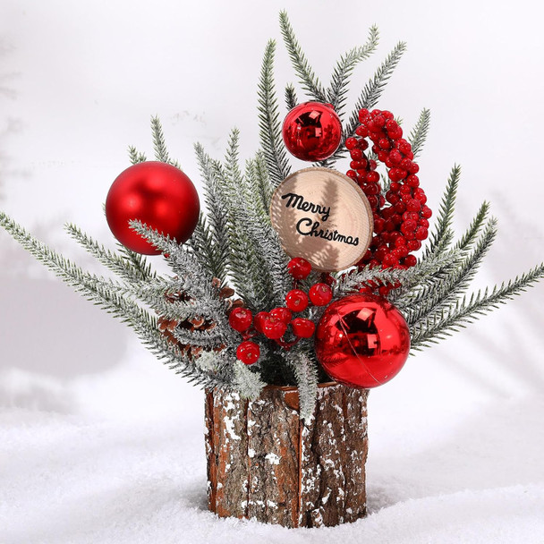 Zhehao 12'' Small Christmas Tree Artificial Mini Tabletop Christmas Tree Decorations with Red Ball Red Berry Pine Cone Greenery Wood Signs Portable Christmas Decor for Party Holiday Fireplace Zhehao 12'' Small Christmas Tree Artificial Mini Tabletop Christmas Tree Decorations with Red Ball Red Berry Pine Cone Greenery Wood Signs Portable Christmas Decor for Party Holiday Fireplace