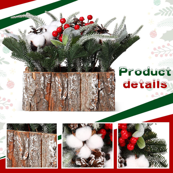Zhehao 9.8 x 8.3 x 5.5'' Small Christmas Tree, Artificial Square Mini Tabletop Christmas Tree Decorations Include Apple, Star, Pinecones, Pine Leaf Berry for Christmas Decoration (Cotton) Zhehao 9.8 x 8.3 x 5.5'' Small Christmas Tree, Artificial Square Mini Tabletop Christmas Tree Decorations Include Apple, Star, Pinecones, Pine Leaf Berry for Christmas Decoration (Cotton)