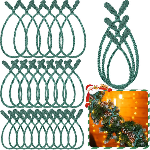 Zhengmy 24 Pcs Christmas Garland Ties Extra Long 30 Inches 25 Inches 20 Inches Decorative Twist Tie for Banister Reusable Flexible Twist Tie for Garland Stairway Railing Xmas Holiday Home Decor(Green)