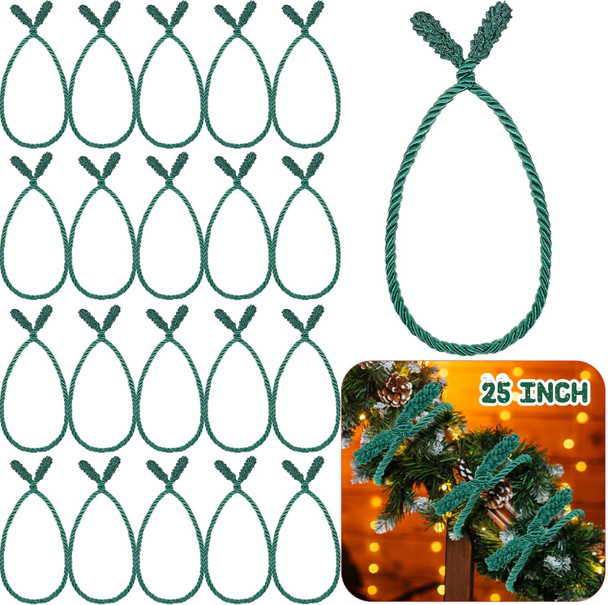 Zhengmy 20 Pcs 25 Inch Extra Long Christmas Garland Ties Christmas Decorative Twist Ties for Banister Reusable Flexible Twist Ties for Xmas Holiday Home Decorations Christmas Craft Wrapping(Green)
