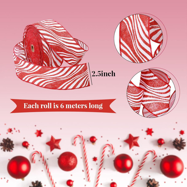 Christmas Tree Decoration Set Include Christmas Tree Topper Bow, Decorative Strips Ribbon, Christmas Tree Skirt with Annual Ring for Farmhouse, Wreath Crafts Decorations (Candy Style,47 Inch)