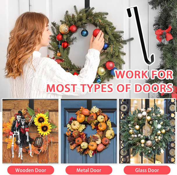 12” Wreath Hanger Over the Door Hooks, Non Scratch Wreath Door Hanger Hooks for Hanging Welcome Sign, Metal Wreath Hangers for Front Door Décor, Thin Door Hanger for Easter Halloween Home Decoration 12” Wreath Hanger Over the Door Hooks, Non Scratch Wreath Door Hanger Hooks for Hanging Welcome Sign, Metal Wreath Hangers for Front Door Décor, Thin Door Hanger for Easter Halloween Home Decoration
