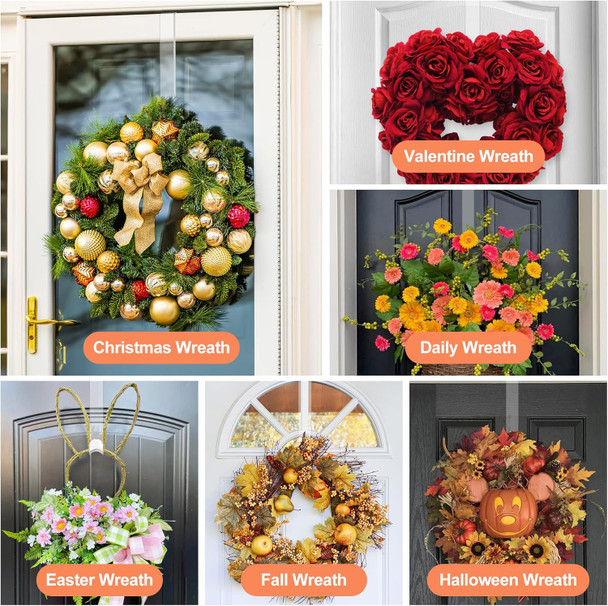 12" Clear Wreath-Hanger Non Scratch Over The Door Hooks,2 Pack Wreath-Door-Hanger Easter Halloween Christmas Decoration,Welcome Sign for Front Door Décor Inside Outside,Slim Hangers Organizer for Home 12" Clear Wreath-Hanger Non Scratch Over The Door Hooks,2 Pack Wreath-Door-Hanger Easter Halloween Christmas Decoration,Welcome Sign for Front Door Décor Inside Outside,Slim Hangers Organizer for Home