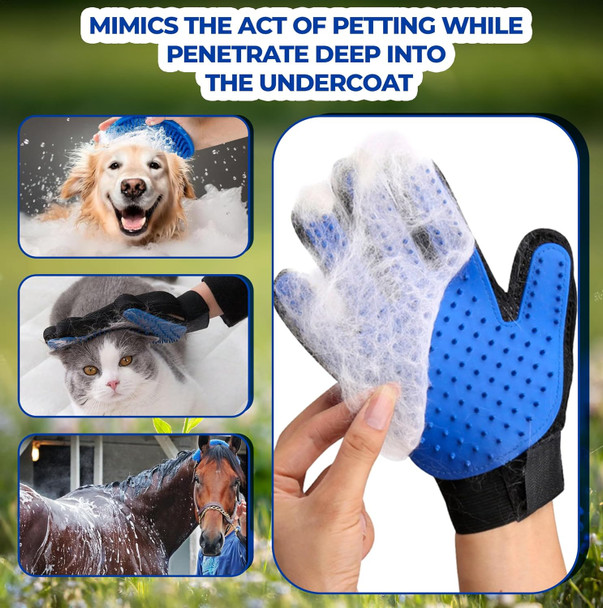2Pcs Dog Washing Gloves For Bathing And Dog Bath Brush, Pet Grooming Gloves For Dogs, Cats And Horses With 185 Silicons Tips Suitable For Hands Sized Medium And Large (Blue)