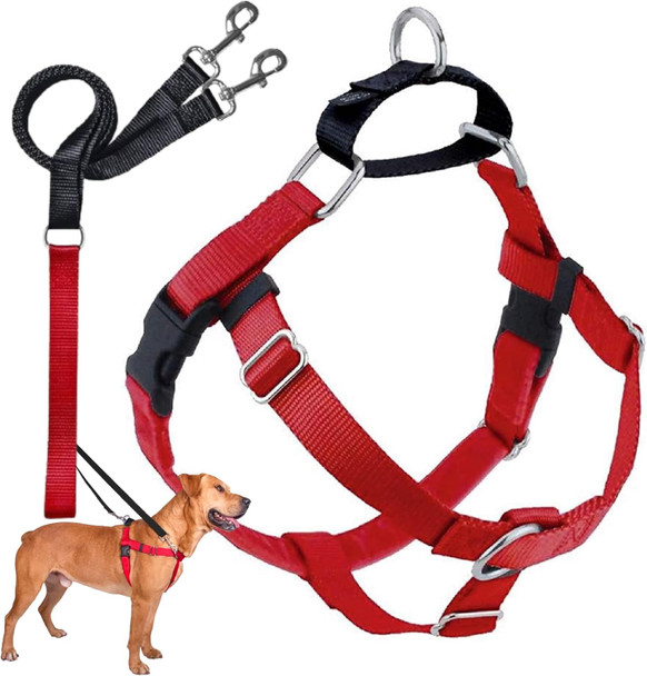 2 Hounds Design dom No Pull Dog Harness Comfortable Control For Easy Walking Adjustable Dog Harness And Leash Set Small, Medium & Large Dogs Made In Usa Solid Colors 1 Lg Red