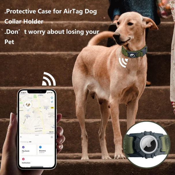Tactical Airtag Dog Collar Leash Set, Heavy Duty Dog Collar, Adjustable Gps Dog Collar Compatible With Apple Airtag, Dog Collar With Airtag Holder And Control Handle For Medium Large Dogs [Green, Xl]