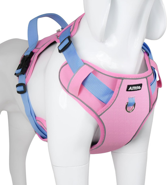 Aiitle Adjustable Dog Harness With Padded For All Weather, No Pull Pet Harness With Waterproof Wear-Resisting Oxford Fabric, Reflective Escape Proof Vest Harness For Small And Medium Dogs Pink S