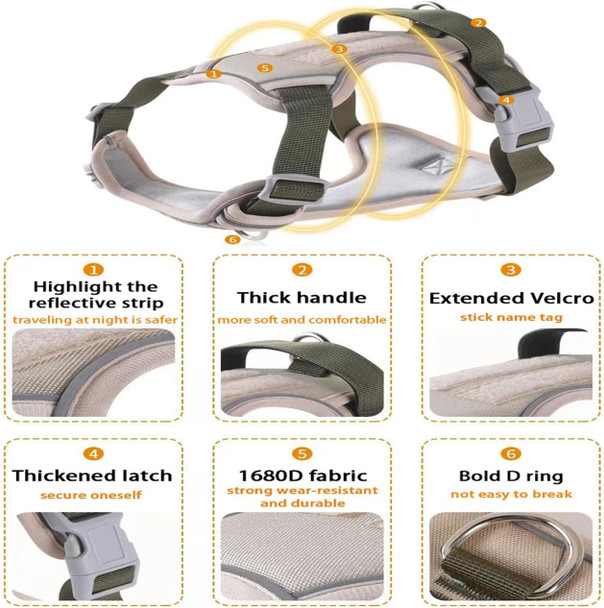 Dog Harness, Pet Harness With Leash,Adjustable Soft Padded Dog Vest, Reflective No-Choke Pet Oxford Vest For Small Medium Large Dogs, Strong And Durable Pet Carrier (Fluorescent Yellow, Medium)