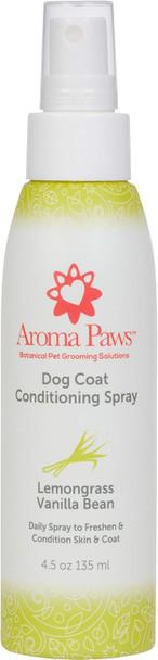 Dog Coat Conditioning Spray - Pet-Friendly Detangler Spray With Natural Essential Oils For Dogs - Daily Dog Spray To Eliminate Odors And Knots - Lemongrass Vanilla Bean - 4.5 Oz.