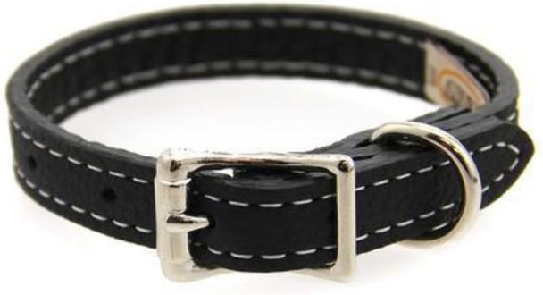Luxury Italian Leather Tuscany Dog Collar - Black - 12