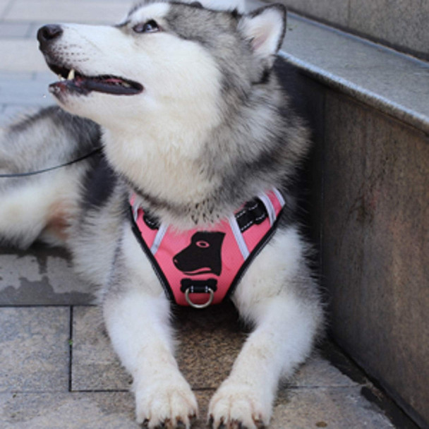 Babyltrl Big Dog Harness No-Pull Anti-Tear Adjustable Pet Harness Reflective Oxford Material Soft Vest For Medium Large Dogs Easy Control Harness (M, Pink)