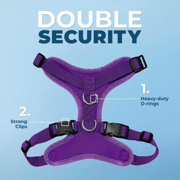 Voyager Step-In Lock Dog Harness W Reflective Dog Leash Combo Set With Neoprene Handle 5Ft - Supports Small, Medium And Large Breed Puppies/Cats By Best Pet Supplies - Purple, M