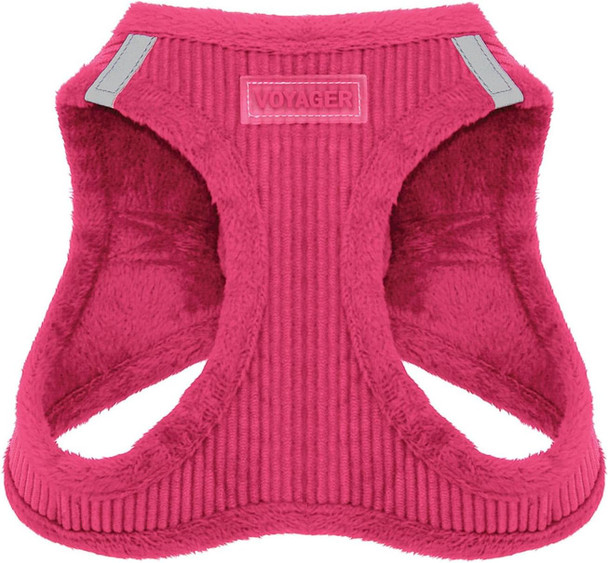 Voyager Step-In Plush Dog Harness – Soft Plush, Step In Vest Harness For Small And Medium Dogs By Best Pet Supplies - Harness (Fuchsia Corduroy), M (Chest: 16-18)
