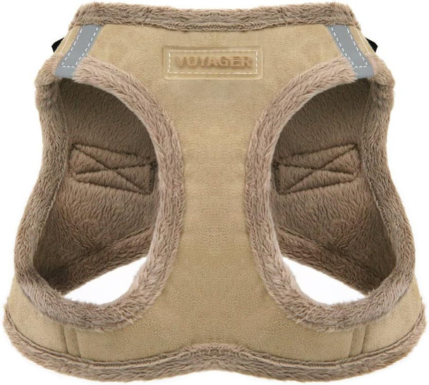 Voyager Step-In Plush Dog Harness – Soft Plush, Step In Vest Harness For Small And Medium Dogs By Best Pet Supplies - Latte Suede, M (Chest: 16-18)