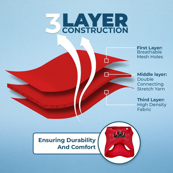 Voyager Step-In Air All Weather Mesh Harness And Reflective Dog 5 Ft Leash Combo With Neoprene Handle, For Small, Medium And Large Breed Puppies By Best Pet Supplies - Harness Leash Set (Red), S