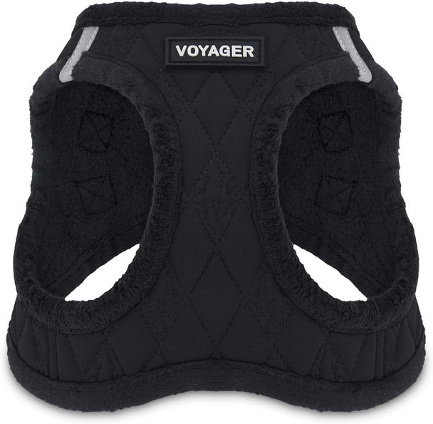 Voyager Step-In Plush Dog Harness – Soft Plush, Step In Vest Harness For Small And Medium Dogs By Best Pet Supplies - Black Plush, Xs (Chest: 13 - 14.5)