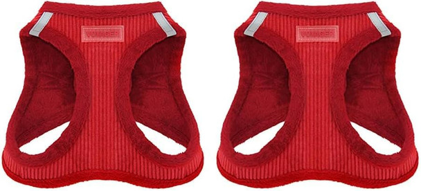 Voyager Step-In Plush Dog Harness – Soft Plush, Step In Vest Harness For Small And Medium Dogs By Best Pet Supplies - Red Corduroy, Xl (Chest: 20.5-23) (Pack Of 2)