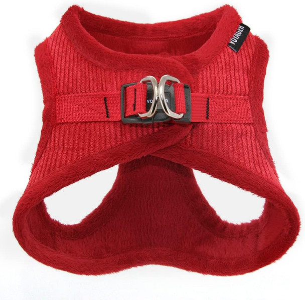Voyager Step-In Plush Dog Harness – Soft Plush, Step In Vest Harness For Small And Medium Dogs By Best Pet Supplies - Red Corduroy, Xl (Chest: 20.5-23) (Pack Of 2)