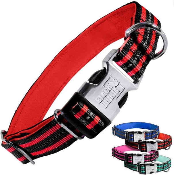 Black Rhino - The Hybrid Striped Dog Collar (Medium) For Medium Large Breeds Heavy Duty Soft Padded Neoprene - Reflective & Adjustable - Matching Leashes Sold Separately Black Rhino - The Hybrid Striped Dog Collar (Medium) For Medium Large Breeds Heavy Duty Soft Padded Neoprene - Reflective & Adjustable - Matching Leashes Sold Separately