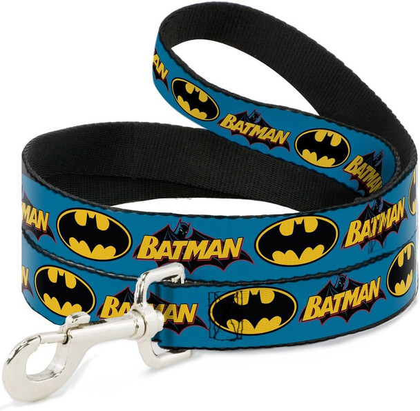 Buckle-Down Pet Leash - Vintage Batman Logo & Bat Signal Blue - 4 Feet Long - 1/2 Wide