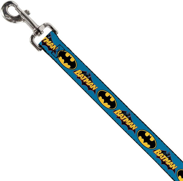 Buckle-Down Pet Leash - Vintage Batman Logo & Bat Signal Blue - 4 Feet Long - 1/2 Wide
