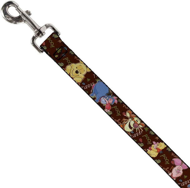 Buckle-Down Pet Leash - Winnie The Pooh Character Poses - 4 Feet Long - 1.5 Wide