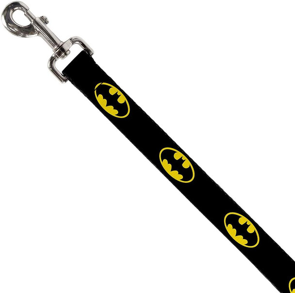 Buckle-Down Pet Leash - Batman Shield Black/Yellow - 4 Feet Long - 1 Wide