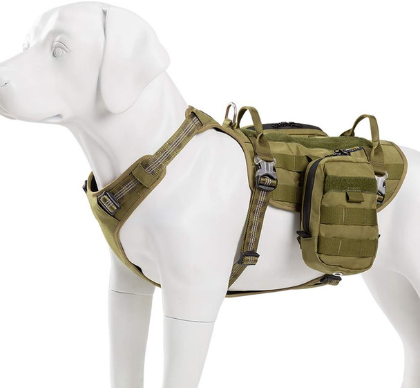 Chai'S Choice Dog Tactical Harness Vest With Waterproof Backpack X Large (Green) Comfortable & Secure With Adjustable Strap Soft Padded For Service Dogs 3M Reflective Stripes For Dog Visibility Chai'S Choice Dog Tactical Harness Vest With Waterproof Backpack X Large (Green) Comfortable & Secure With Adjustable Strap Soft Padded For Service Dogs 3M Reflective Stripes For Dog Visibility
