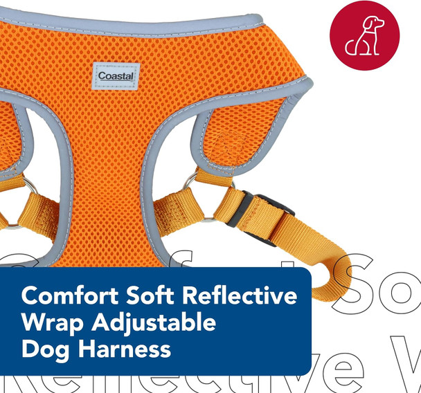 Coastal Pet Comfort Soft Reflective Wrap Adjustable Dog Harness - No-Pull Dog Harness For Small & Large Dogs - Sunset Orange - 3/4 X 22–28 Coastal Pet Comfort Soft Reflective Wrap Adjustable Dog Harness - No-Pull Dog Harness For Small & Large Dogs - Sunset Orange - 3/4 X 22–28