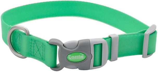 Coastal Pet - Pro Adjustable Waterproof Dog Collar With Waterproof Coated Webbing - Lime Green - 3/4” X 10-14”