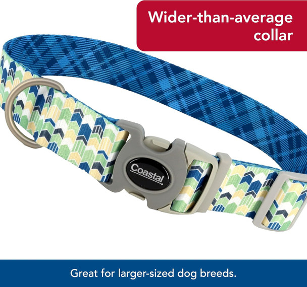 Coastal Pet - Sublime Adjustable Dog Collar - Yellow Chevron Aztec Print - 1” X 12-18” Coastal Pet - Sublime Adjustable Dog Collar - Yellow Chevron Aztec Print - 1” X 12-18”