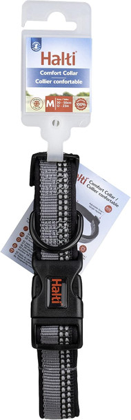 Halti Comfort Collar - Nylon And Neoprene-Padded Comfy Dog Collar, Reflective, Easy To Fit & Use. Colorful Two-Tone Design, Suitable For Large Dogs (Size L, Black)