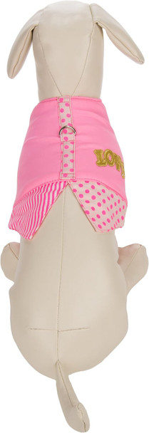 Pink Love Polka Dot Choke Harness With Leash, Medium, Pink