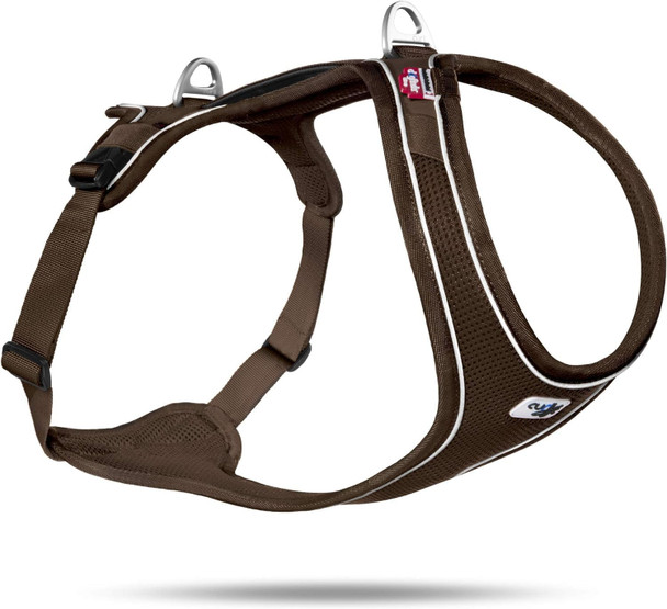 Curli Belka Comfort Dog Harness Custom-Fit Big Dog Harnesses Adjustable Step-In Choke- Reflective Vest For Larger Dogs Brown Xs