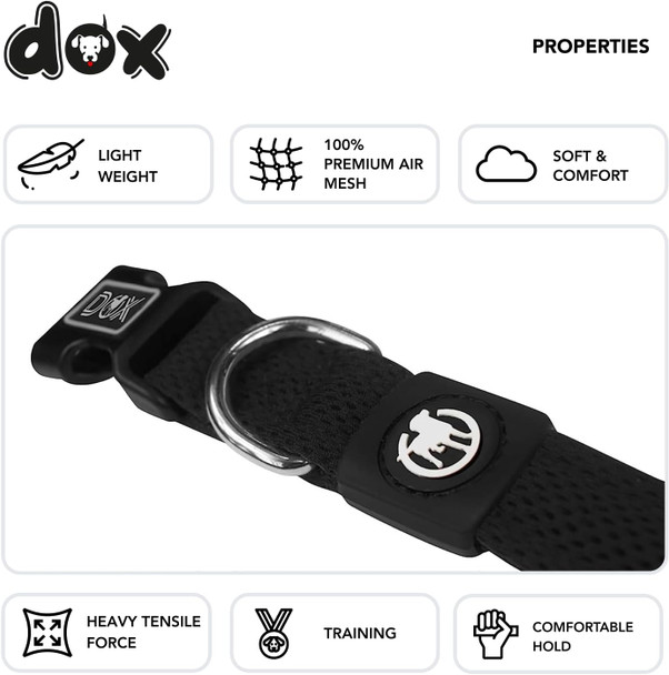 Ddoxx Dog Collar Air Mesh, Adjustable, Padded Many Colors & Sizes For Small, Medium & Large Dogs Collars Cat Puppy Pet Kitten Black, Xs