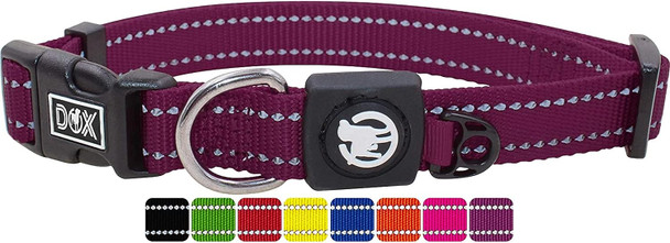 Ddoxx Reflective Nylon Dog Collar, S (Purple) - Adjustable, Strong And Comfortable Collar For Dogs With Quick Release Buckle, Durable And Visible For Safety - Dog Leash Ideal For Training And Walks