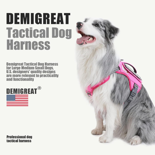 Demigreat Tactical Dog Harness For Large Dogs No Pull,Military Service Dog Harness, Fit Smart Reflective Pet Walking Harness For Training, Adjustable Dog Vest Harness With Handle