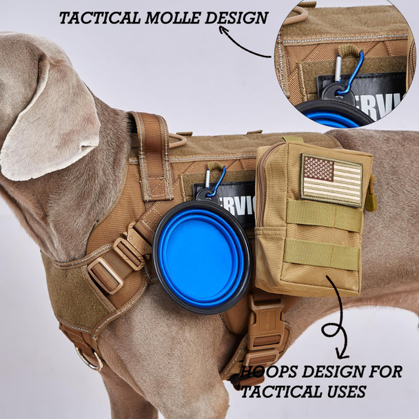 Tactical Dog Harness For Medium Large Dogs, Heavy Duty Dog Harness With Id Card, Reflective Harness For Training Easy Control Dog Vest Brown