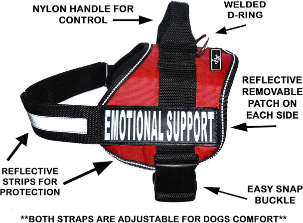 Doggie Stylz Emotional Support Dog Vest With 2 Hook And Loop Removable Emotional Support Animal Patches, Reflective Lightweight Cool Soft Adjustable K9 Harness (Girth 12”- 16 Red) Doggie Stylz Emotional Support Dog Vest With 2 Hook And Loop Removable Emotional Support Animal Patches, Reflective Lightweight Cool Soft Adjustable K9 Harness (Girth 12”- 16 Red)